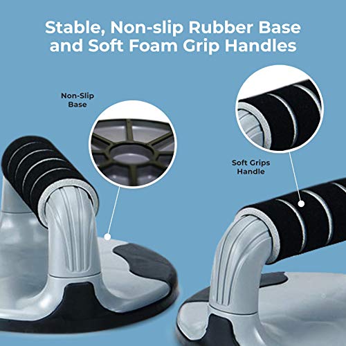 Two callouts showing non-slip base and soft grip handle